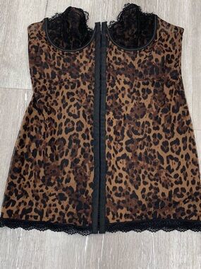 Current Mood Leopard Print Corset Mini Slip Dress